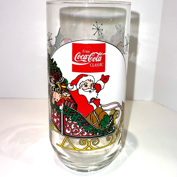 Coca-Cola Santa Rudolph Reindeer Vintage Drinking Glass 1983 McCrory Stores EUC - Picture 1 of 10